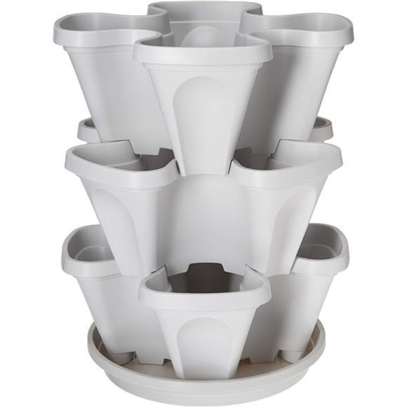 3 Tier Stackable Garden - Indoor / Outdoor Vertical Planter Set - Self Watering - Picture 1 of 5